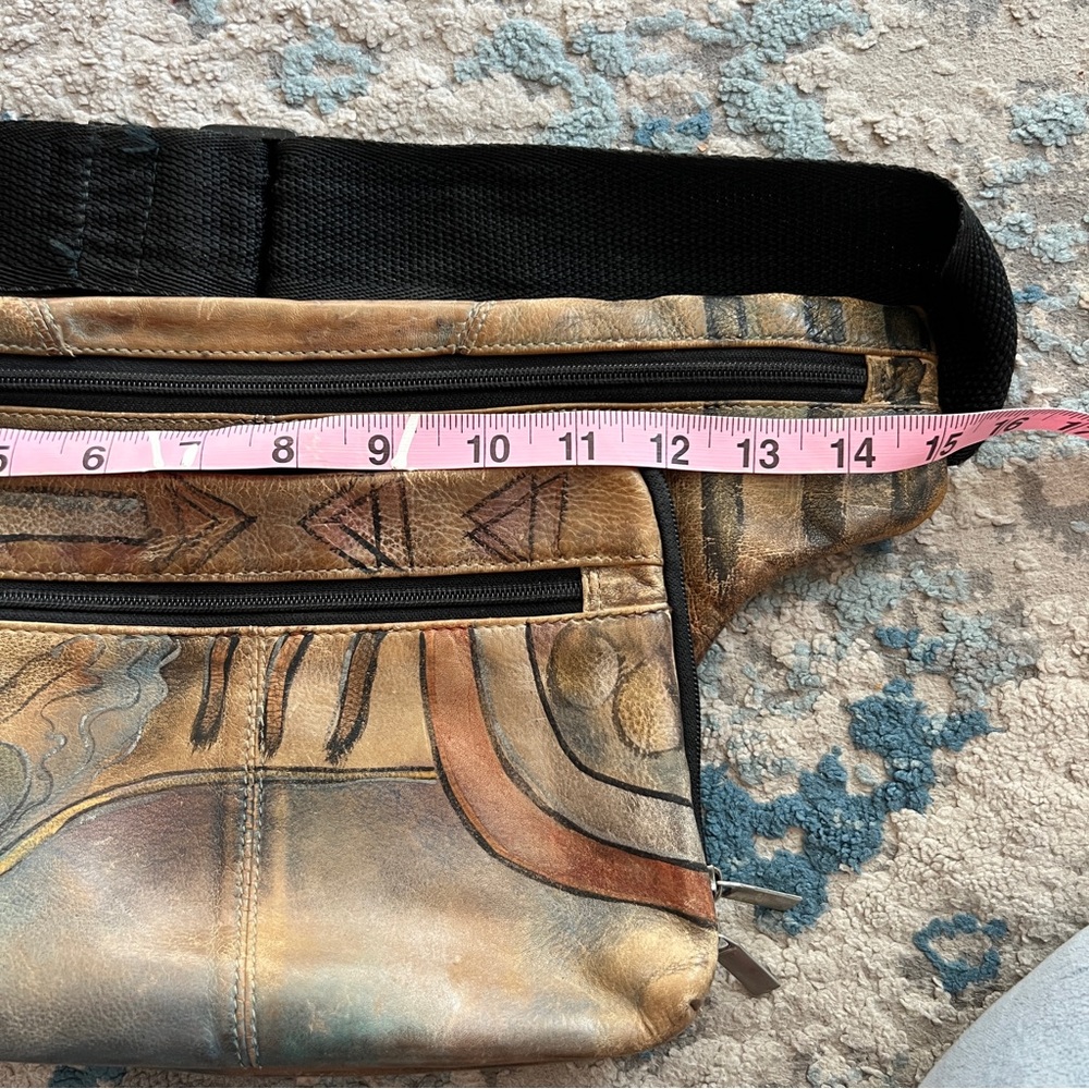 Anushka rare art to wear hand painted Leather Waist Bag - Picture 9 of 11